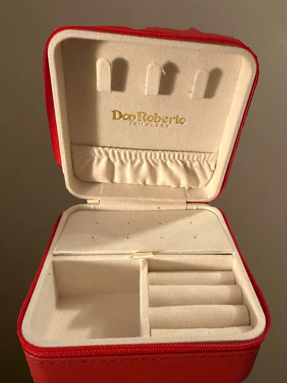 Red Jewelry Case with Cream Interior